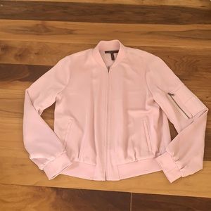 BCBG MaxAzaria Zip up Silky Varsity Jacket